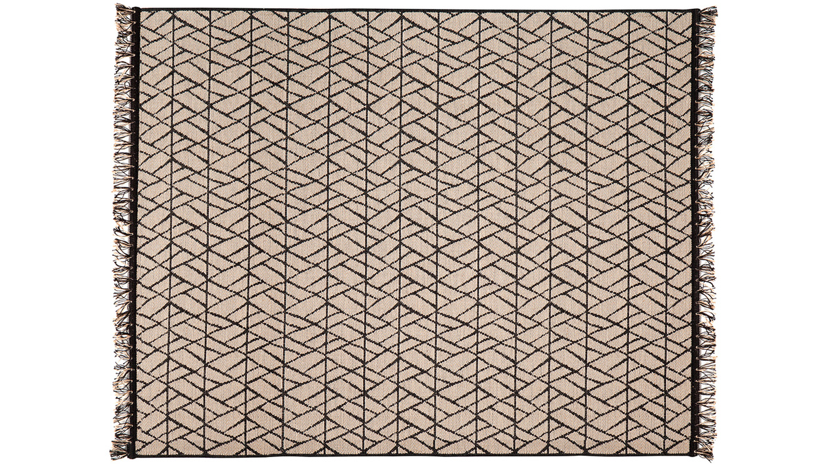Tappeto moderno naturale con motivo grafico nero 120 x 170 cm ETNICA