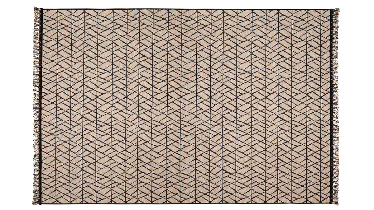 Tappeto moderno naturale con motivo grafico nero 160 x 230 cm ETNICA
