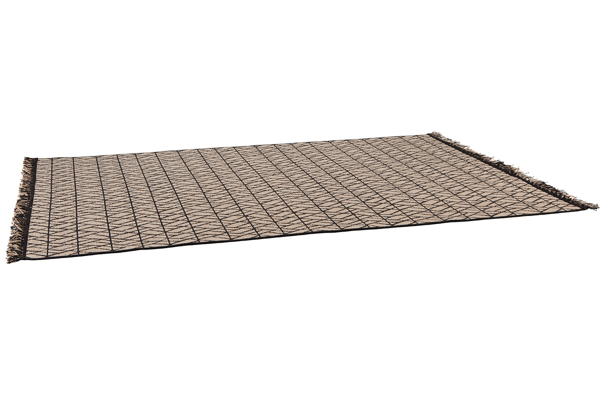 Tappeto moderno naturale con motivo grafico nero 160 x 230 cm ETNICA
