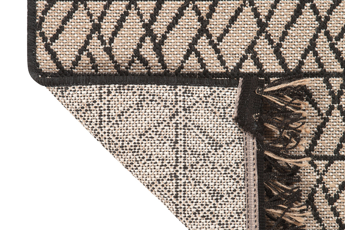 Tappeto moderno naturale con motivo grafico nero 160 x 230 cm ETNICA