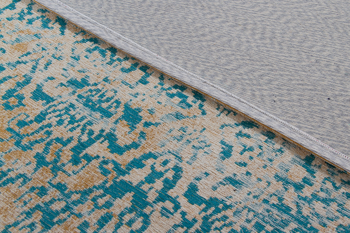 Tappeto motivo astratto cru e blu 160 x 230 cm AZUR