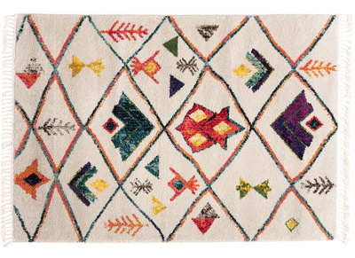 Tappeto motivo berbero multicolore con nappe bianche L160 x L230 cm ALADIN
