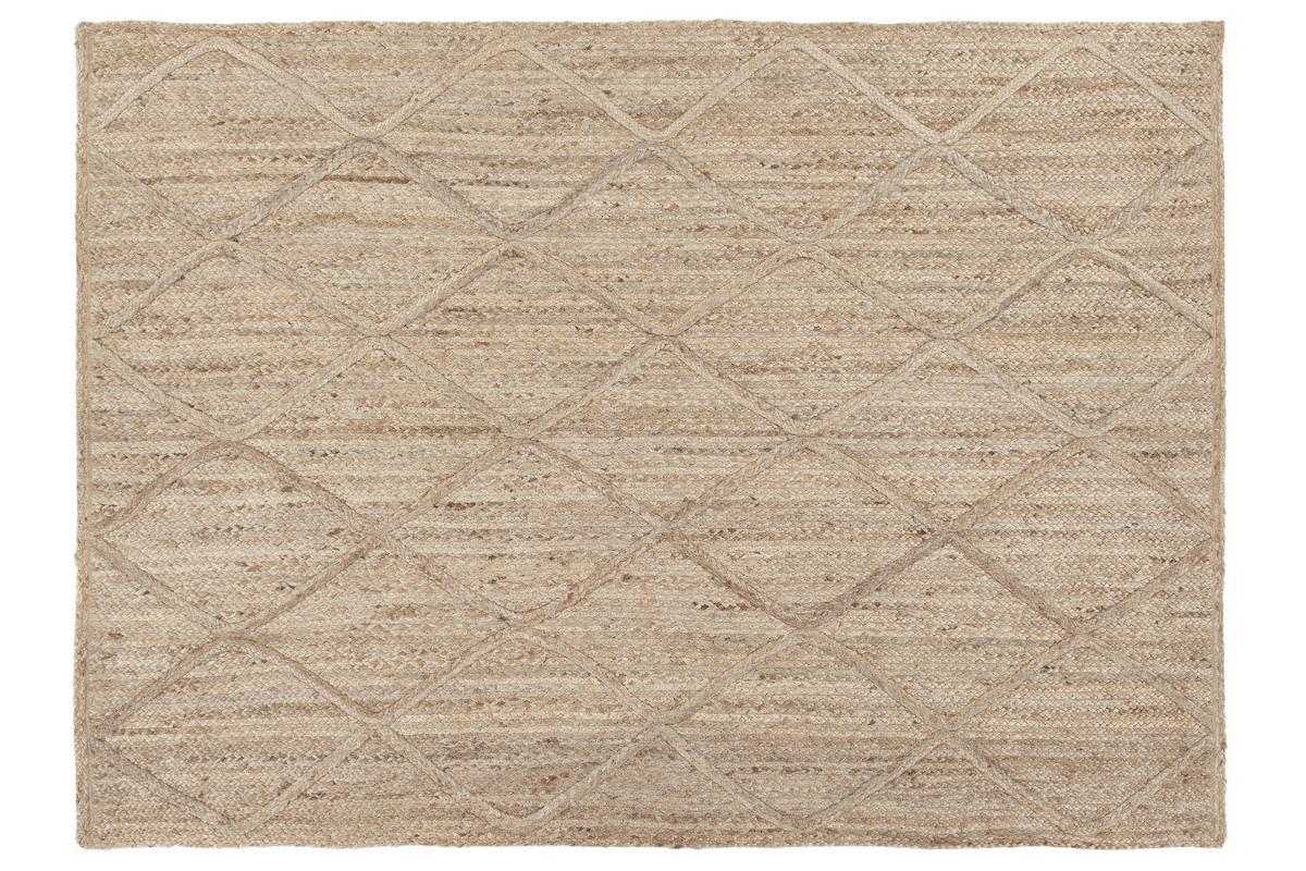 Tappeto naturale in juta tessuto a mano con motivo a losanghe 160 x 230 cm RAFI