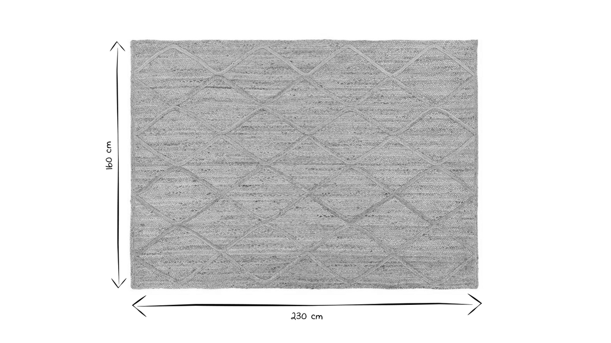 Tappeto naturale in juta tessuto a mano con motivo a losanghe 160 x 230 cm RAFI
