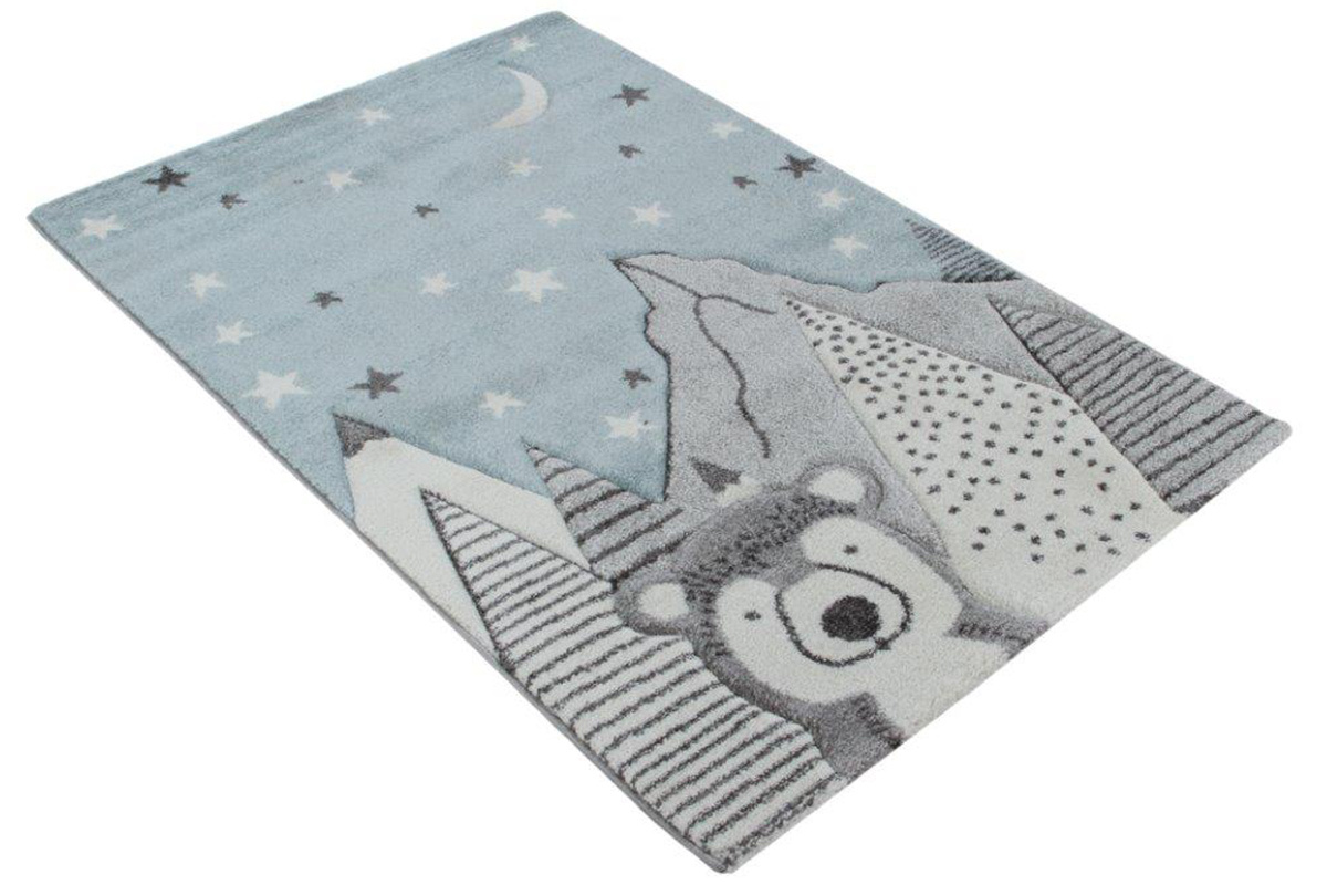 Tappeto per bambini motivo blu e grigio 100x150 cm TITI