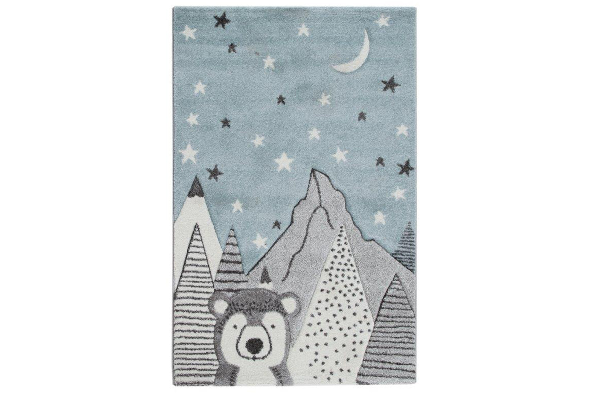 Tappeto per bambini motivo blu e grigio 100x150 cm TITI
