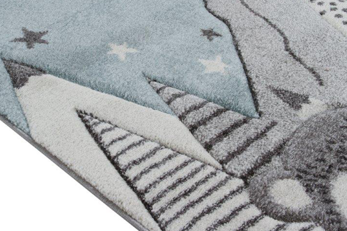 Tappeto per bambini motivo blu e grigio 100x150 cm TITI