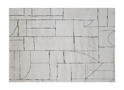 Tappeto rettangolare a motivi geometrici bianco crema e nero 160 x 230 cm ENVY