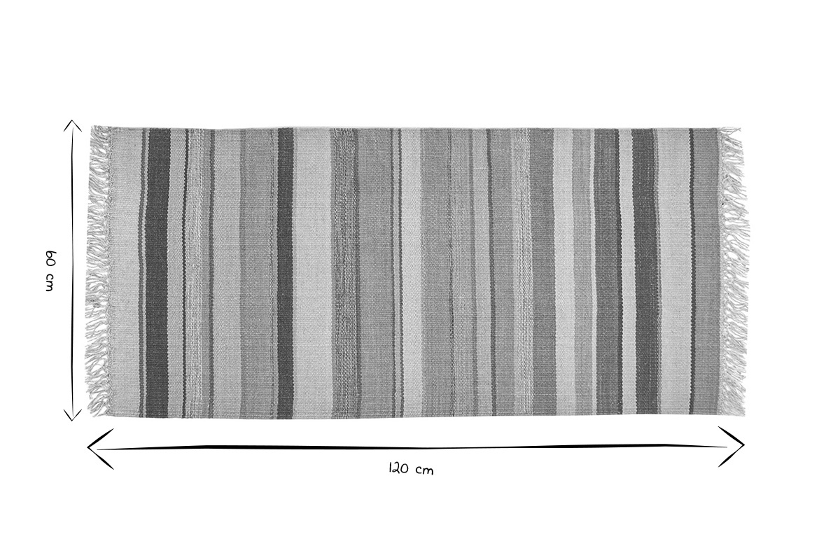 Tappeto rettangolare a righe multicolore in cotone 60 x 120 cm SUPLA
