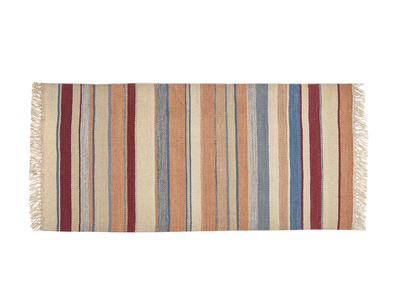 Tappeto rettangolare a righe multicolore in cotone 60 x 120 cm SUPLA