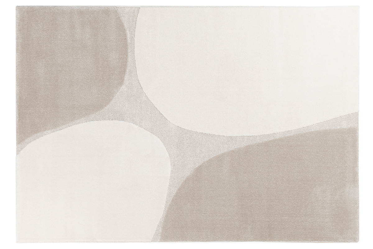 Tappeto rettangolare beige 160 x 230 cm LUMA con motivi delicati, vista dall'alto.