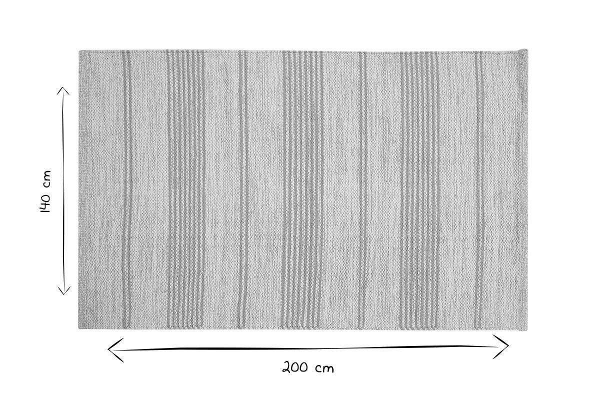 Tappeto rettangolare beige a righe gialle 140 x 200 cm CABOURG
