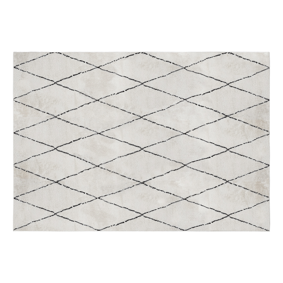 Tappeto rettangolare con motivi a losanghe neri 200 x 300 cm SILAN