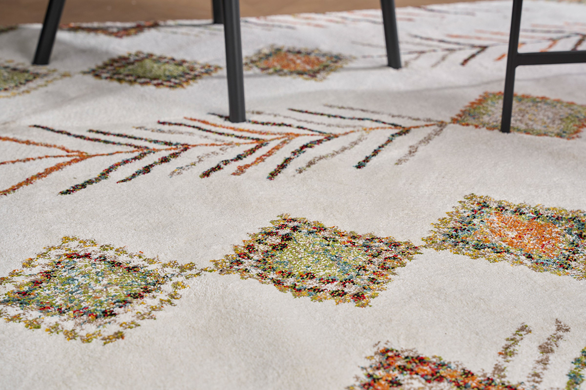 Tappeto rettangolare con motivi berberi multicolori 160 x 230 cm SPELL