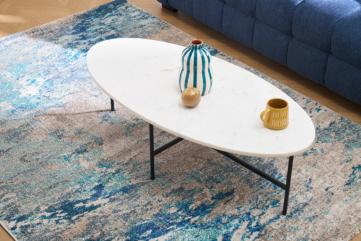 Tappeto rettangolare con motivo astratto blu 160 x 230 cm CAPS