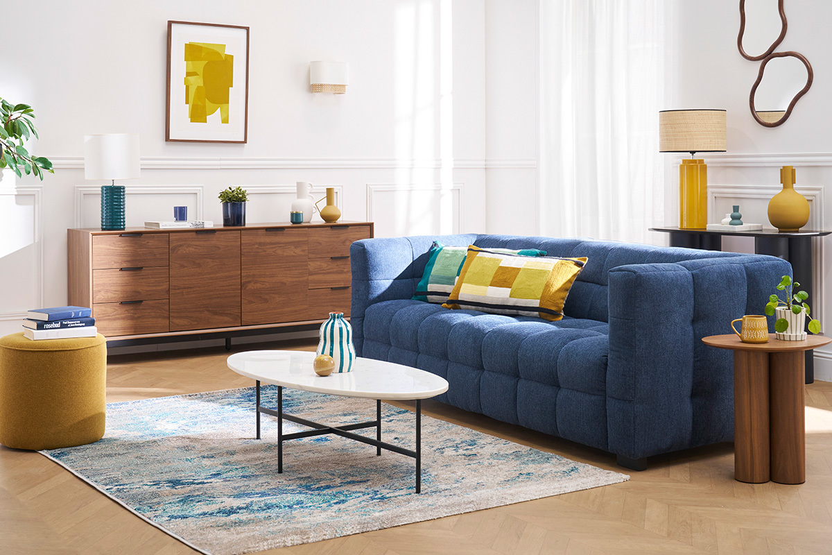 Tappeto rettangolare con motivo astratto blu 160 x 230 cm CAPS