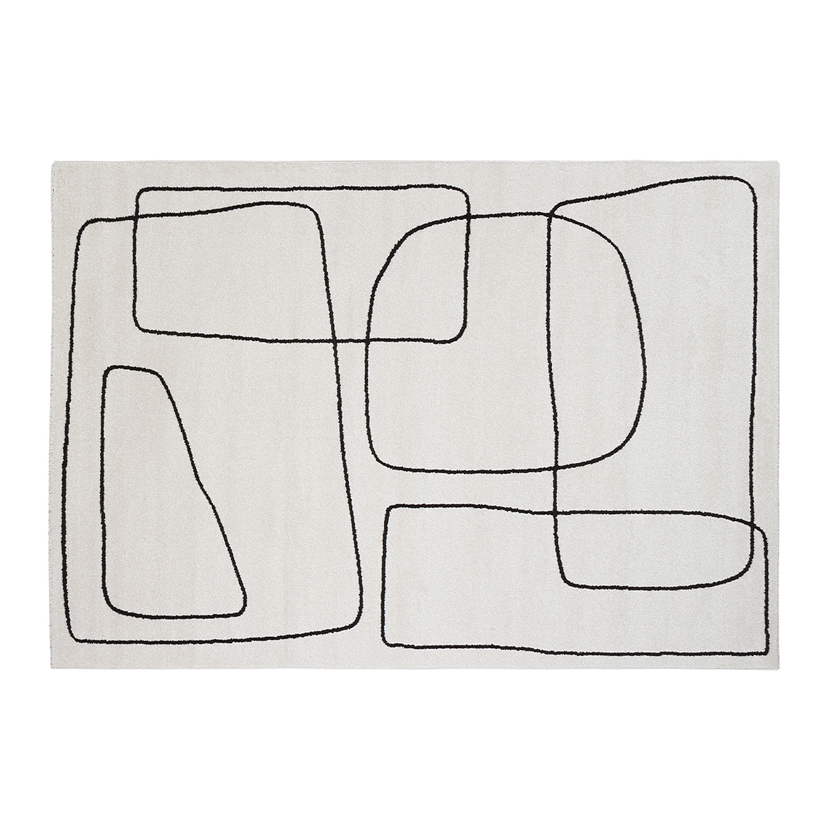 Tappeto rettangolare motivo line art bianco crema e nero 160 x 230 cm TIANA