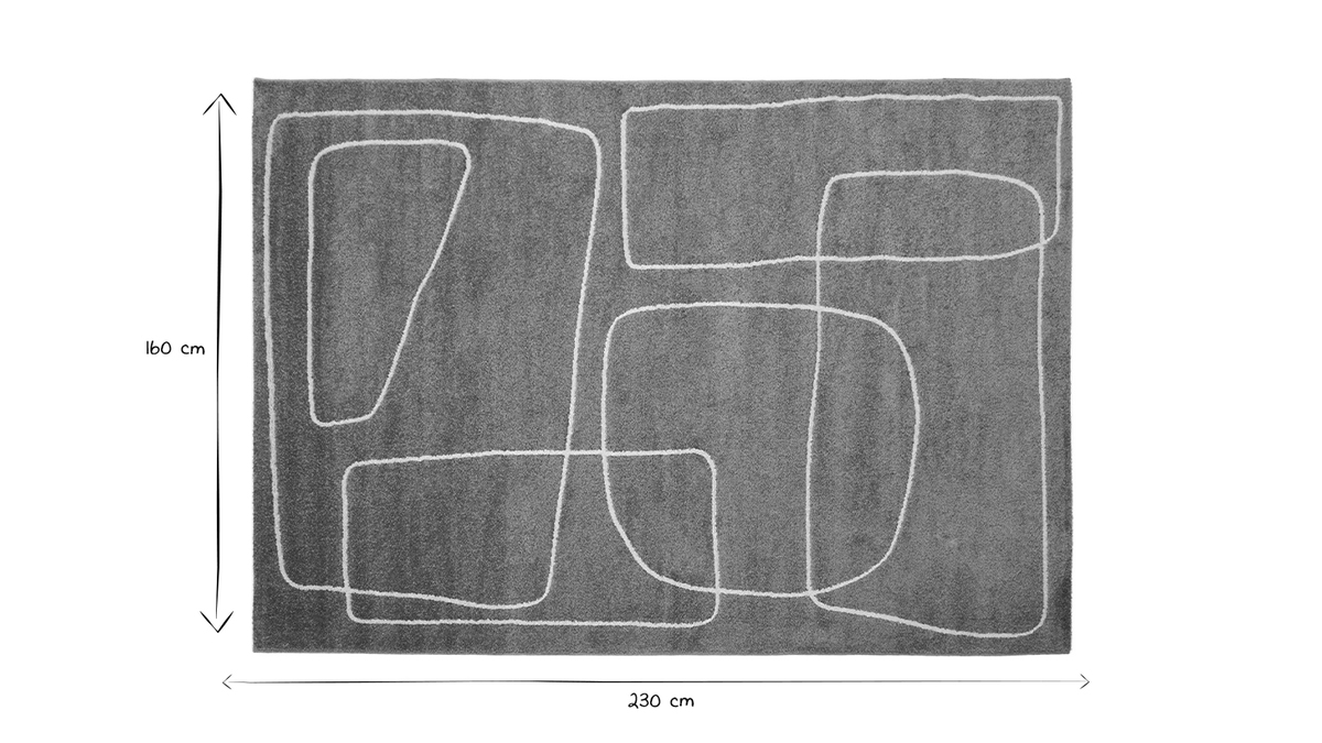 Tappeto rettangolare motivo line art color terracotta e bianco 160 x 230 cm TIANA