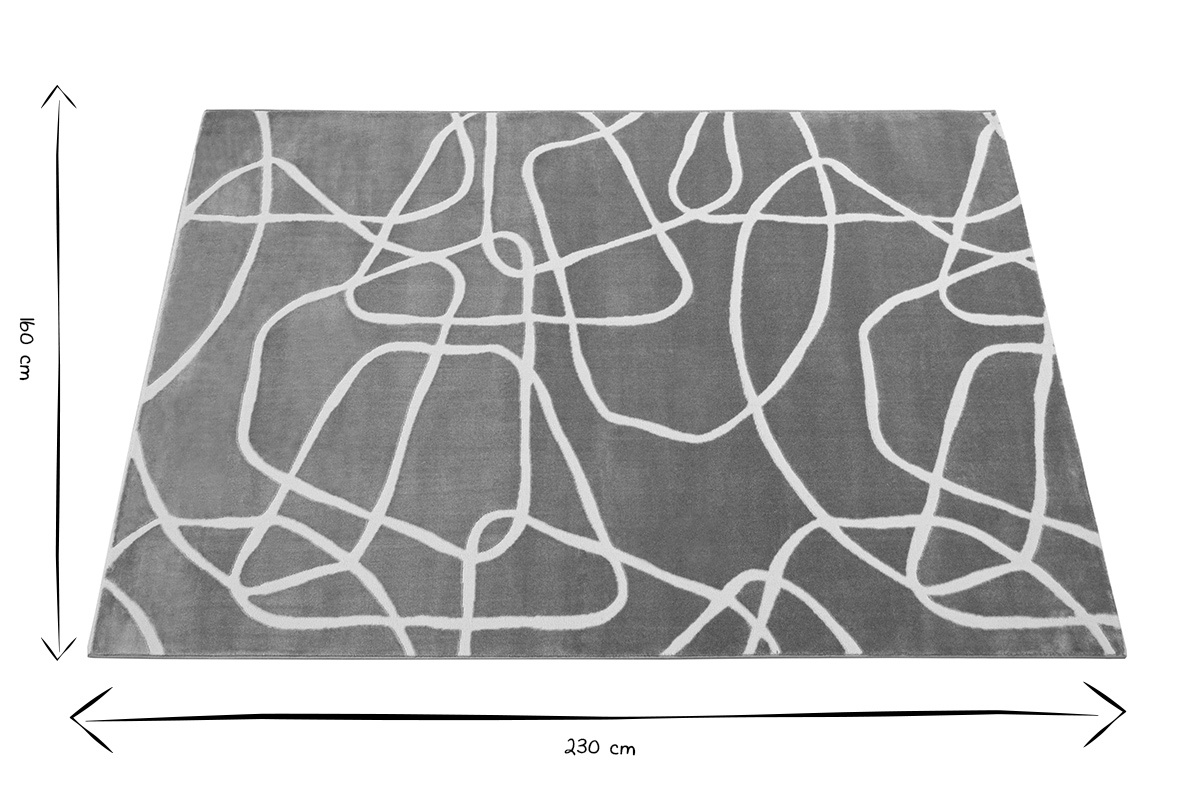 Tappeto rettangolare taupe con motivi line art 160 x 230 cm APOLLINE