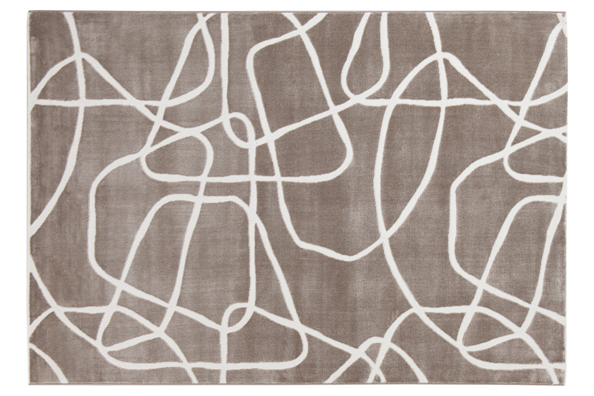 Tappeto rettangolare taupe con motivi line art 160 x 230 cm APOLLINE