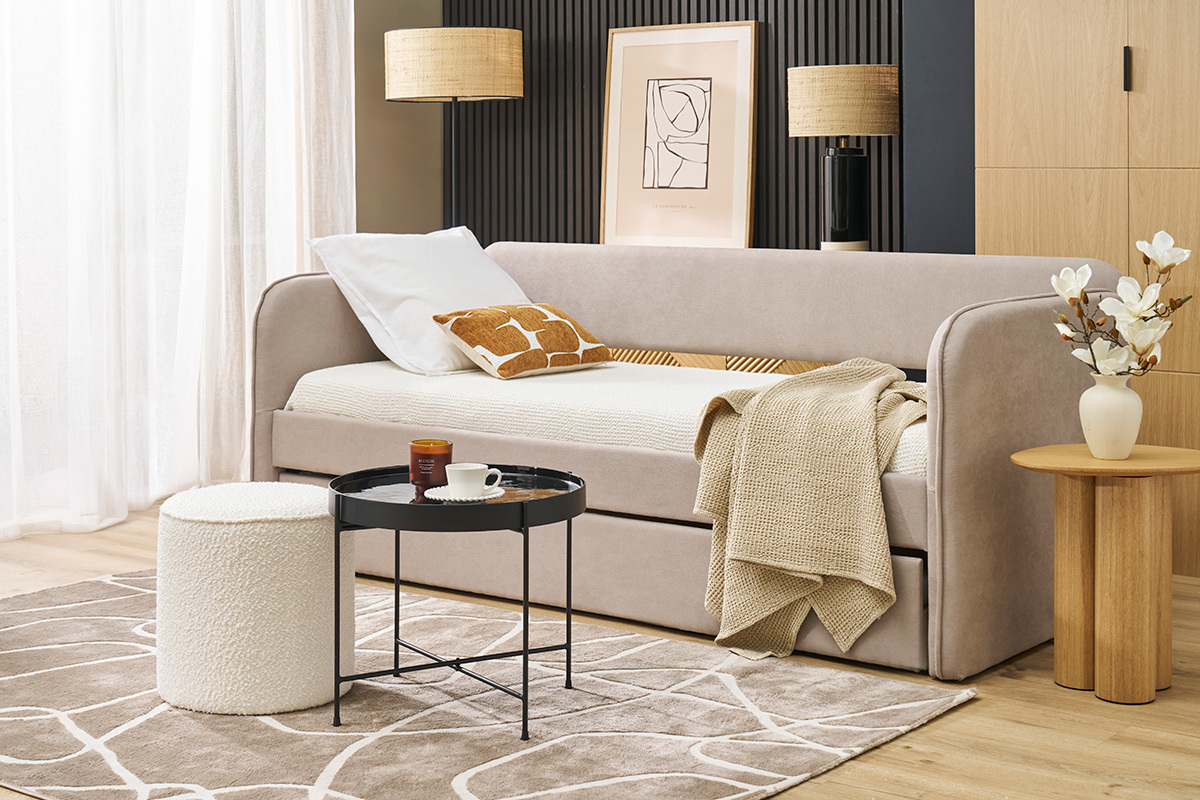 Tappeto rettangolare taupe con motivi line art 160 x 230 cm APOLLINE