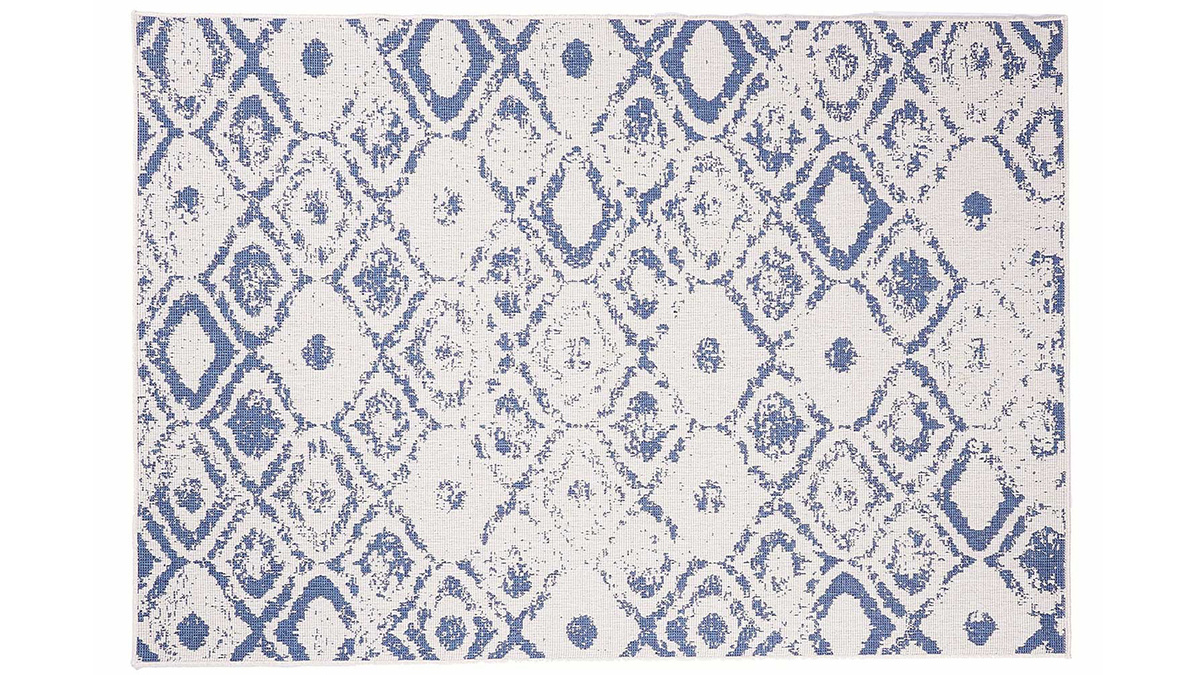 Tappeto reversibile interno esterno a motivi blu 160 x 230 cm BELIZ