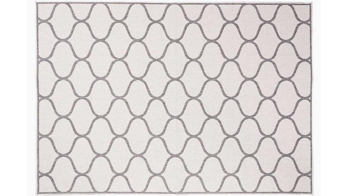 Tappeto reversibile interno/esterno bianco crema e grigio 160 x 230 cm SPIN