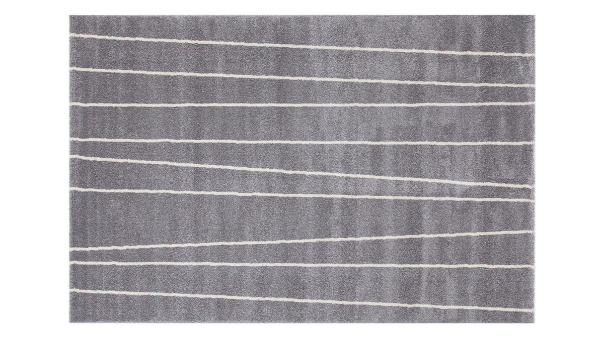 Tappeto rigato grigio e bianco 160 x 230 cm LINE