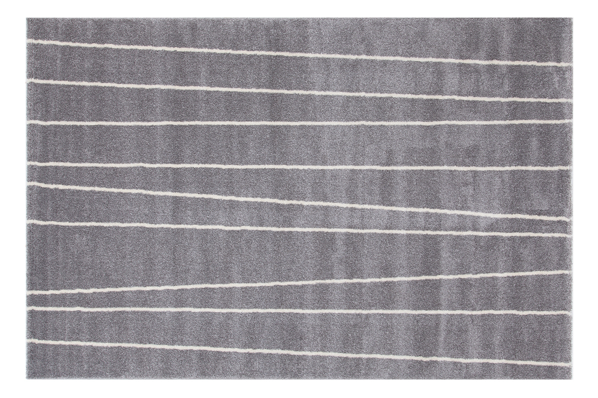 Tappeto rigato grigio e bianco 160 x 230 cm LINE