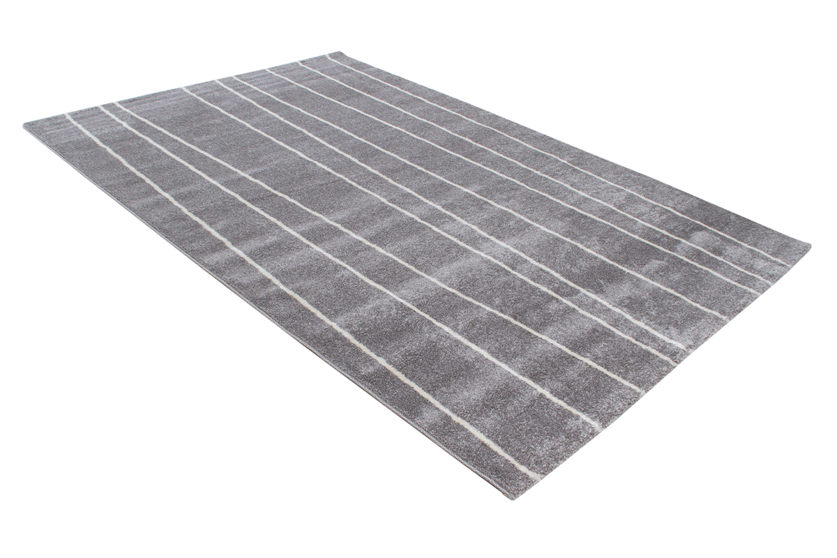 Tappeto rigato grigio e bianco 160 x 230 cm LINE