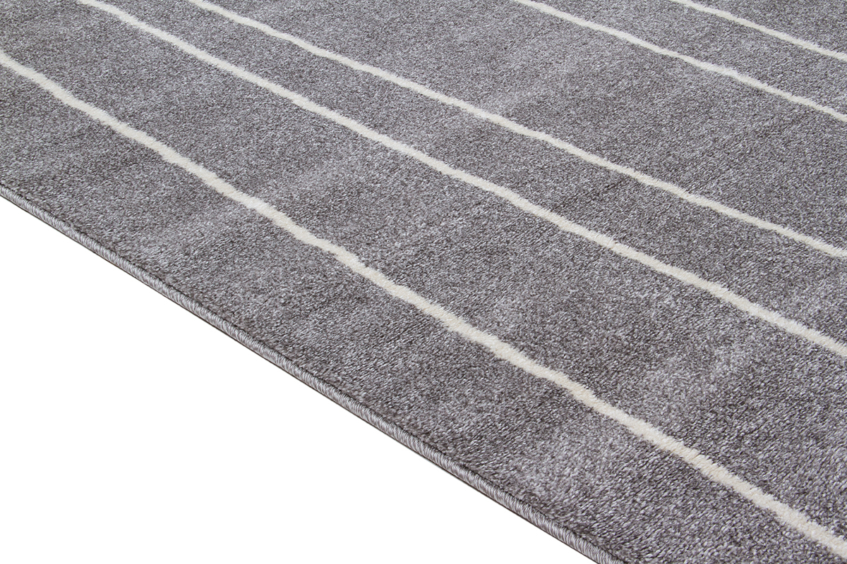 Tappeto rigato grigio e bianco 160 x 230 cm LINE