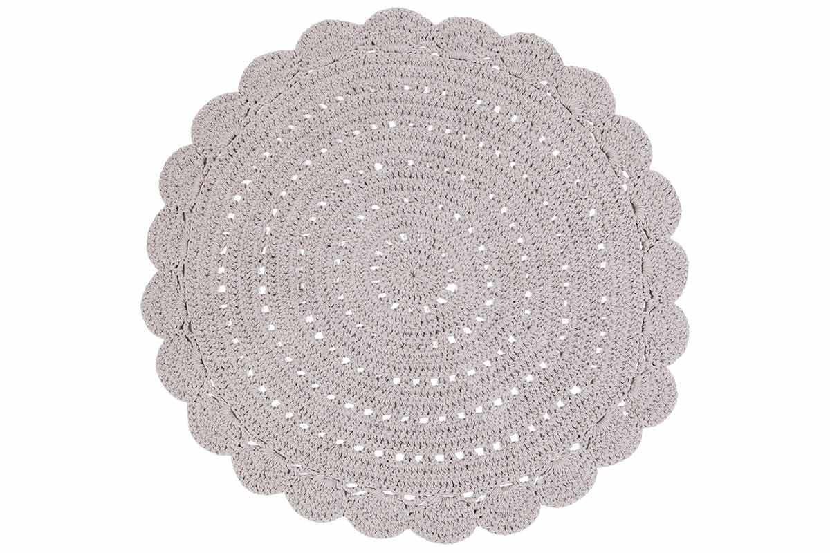 Tappeto rotondo lavorato all?uncinetto Grigio chiaro 120 cm ALMA