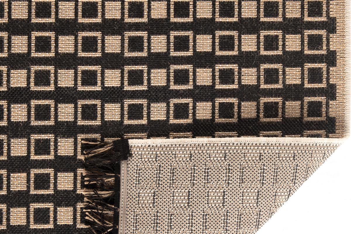Tappeto / Scendiletto con motivo grafico naturale e nero 60 x 110 cm DAMA
