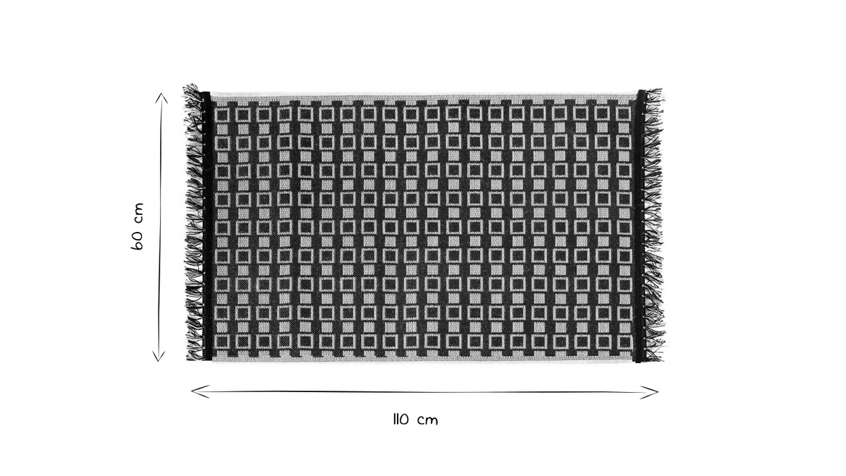 Tappeto / Scendiletto con motivo grafico naturale e nero 60 x 110 cm DAMA