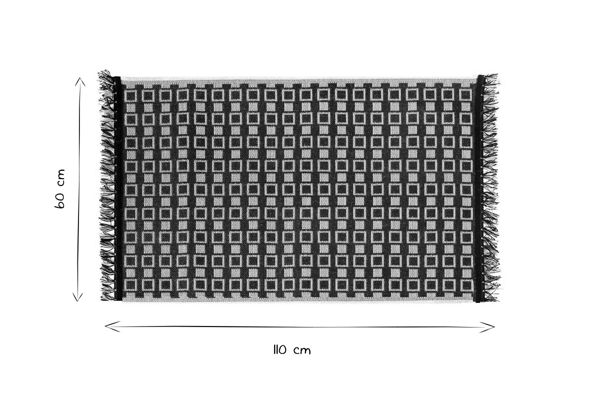 Tappeto / Scendiletto con motivo grafico naturale e nero 60 x 110 cm DAMA