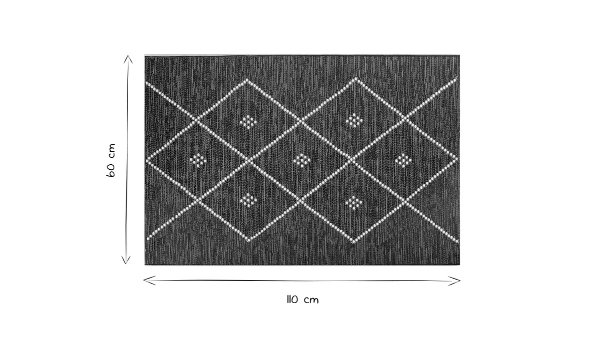Tappeto / Scendiletto per interno ed esterno nero e bianco 60 x 110 cm ASMA