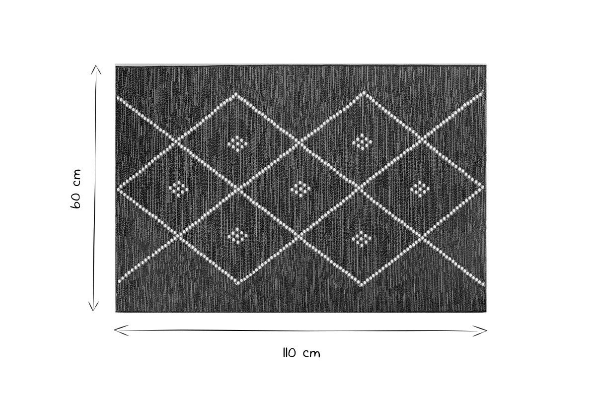 Tappeto / Scendiletto per interno ed esterno nero e bianco 60 x 110 cm ASMA