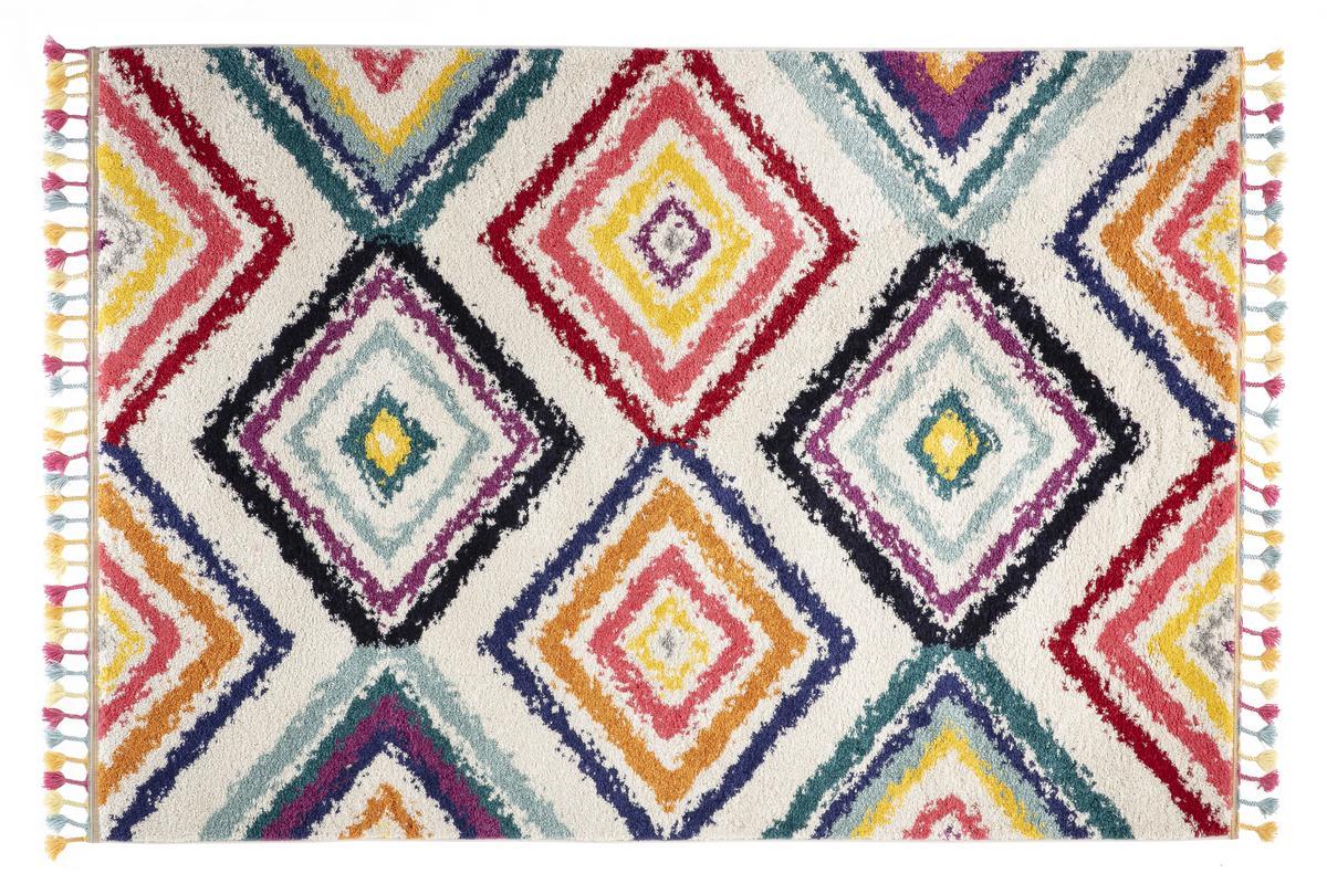 Tappeto stile berbero con nappe multicolore 160 x 230 cm JEMAA