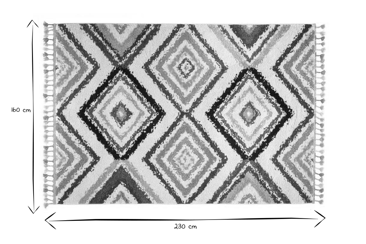 Tappeto stile berbero con nappe multicolore 160 x 230 cm JEMAA