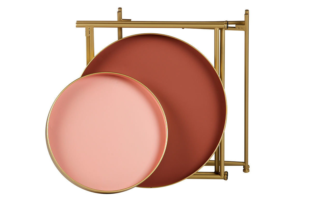 Tavoli complementari a scomparsa Dorato e Rosa PINKS