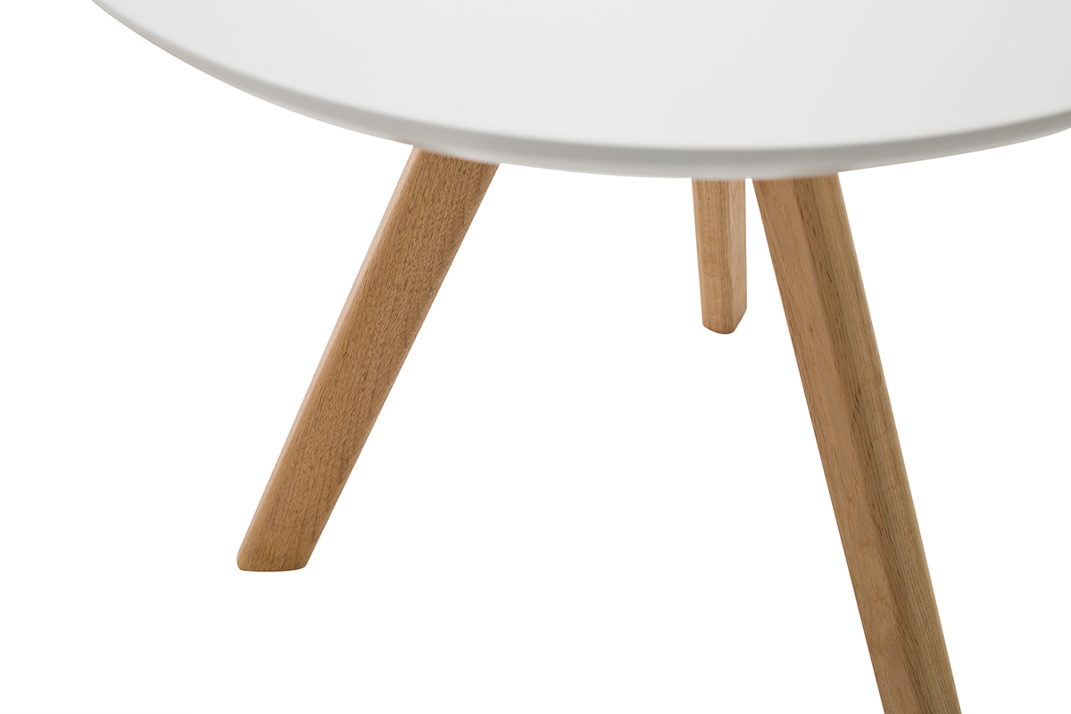 Tavolini annidati scandinavi rotondi bianco e legno (set di 3) TENO
