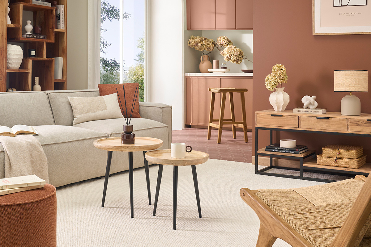 Tavolini bassi a scomparsa in mango e metallo PYTA