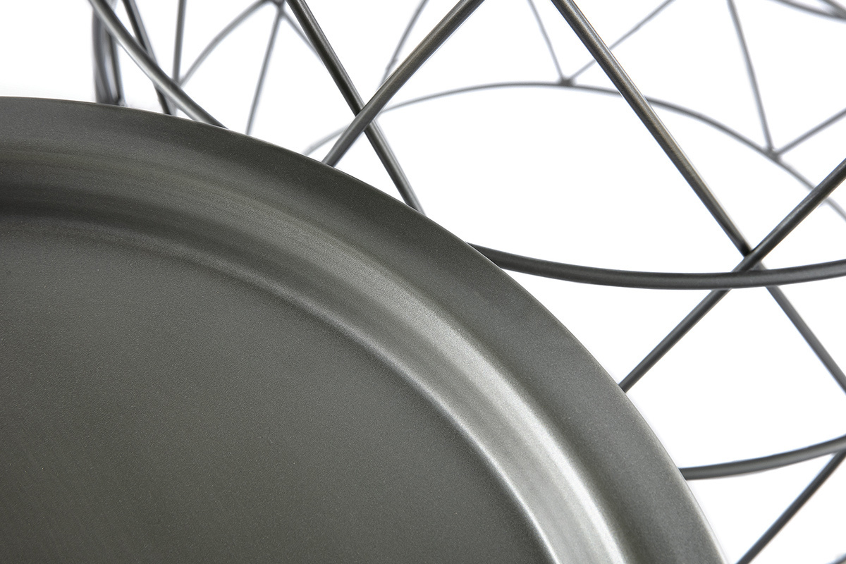 Tavolini bassi con piatto amovibile in acciaio nero (lotto di 3) TREKEN