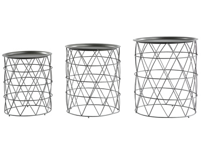 Tavolini bassi con piatto amovibile in acciaio nero (lotto di 3) TREKEN