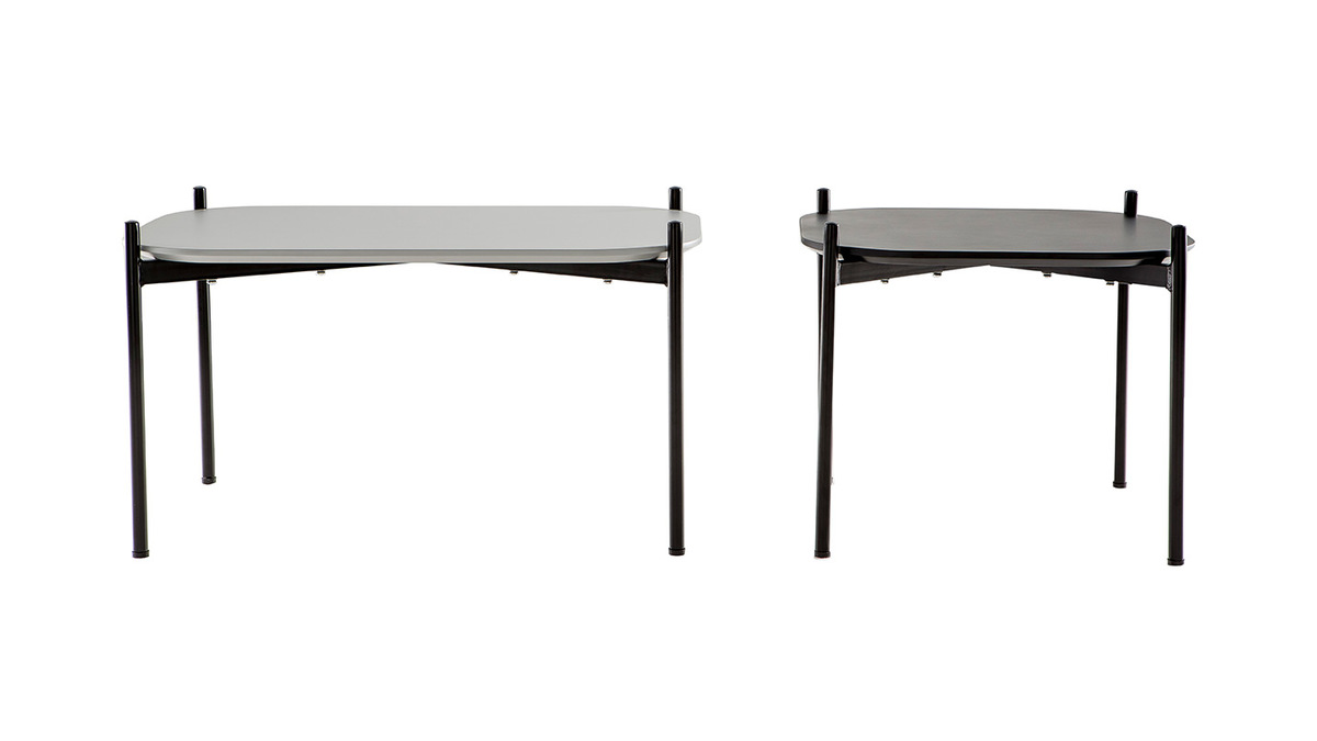 Tavolini bassi design dimensioni 75 e 50 cm Grigio/Nero piedi in metallo lotto di 2 SEGA