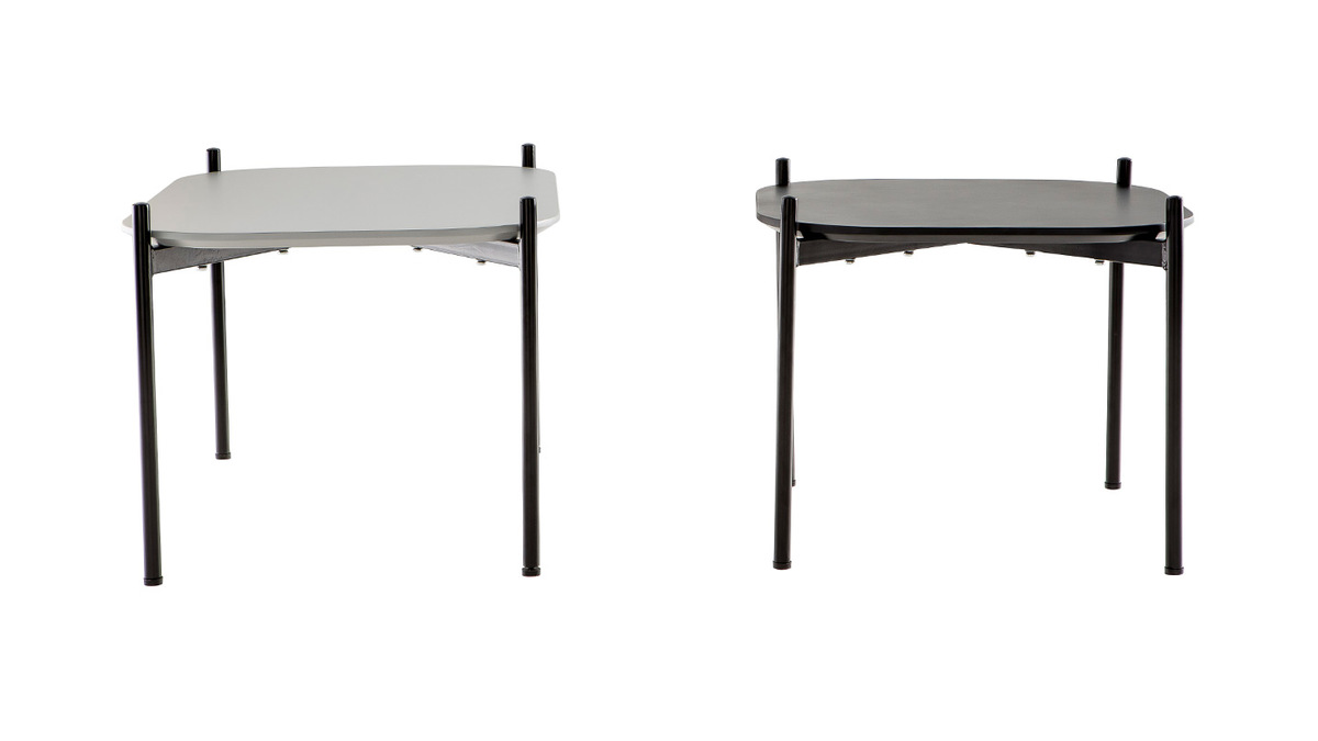 Tavolini bassi design dimensioni 75 e 50 cm Grigio/Nero piedi in metallo lotto di 2 SEGA
