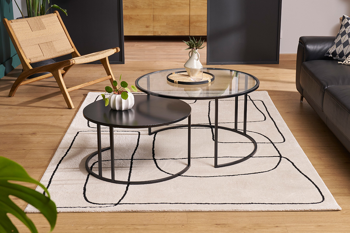 Tavolini bassi di design TAHL in vetro e metallo