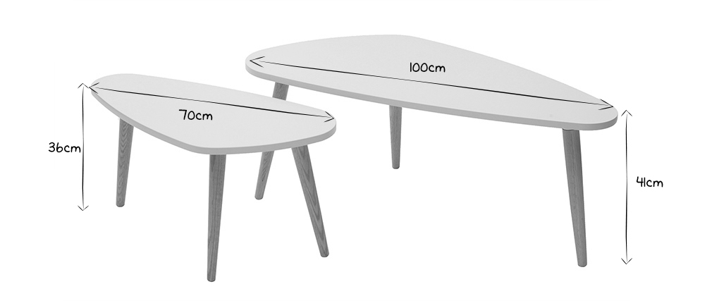 Tavolini bassi estraibili scandinavi bianchi e leno chiaro (set di 2) ARTIK