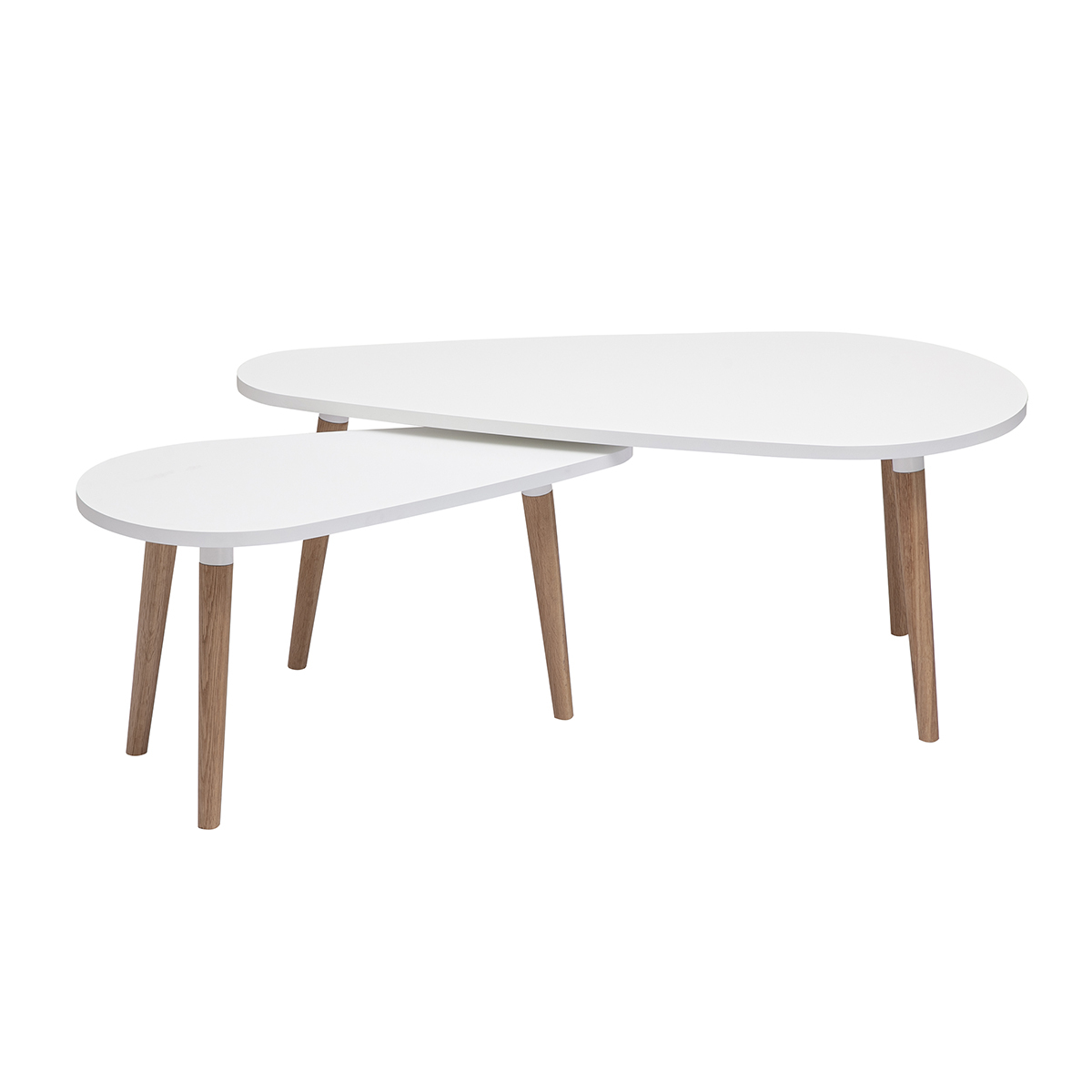 Tavolini bassi estraibili scandinavi bianchi e leno chiaro (set di 2) ARTIK
