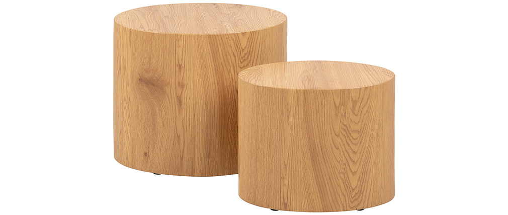 Tavolini bassi ovali in legno chiaro (set di 2) WOODY